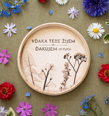 Darček pre mamu - tanierik na šperky „VĎAKA TEBE ŽIJEM“